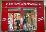 Front on bookstore red wheelbarrow in Paris